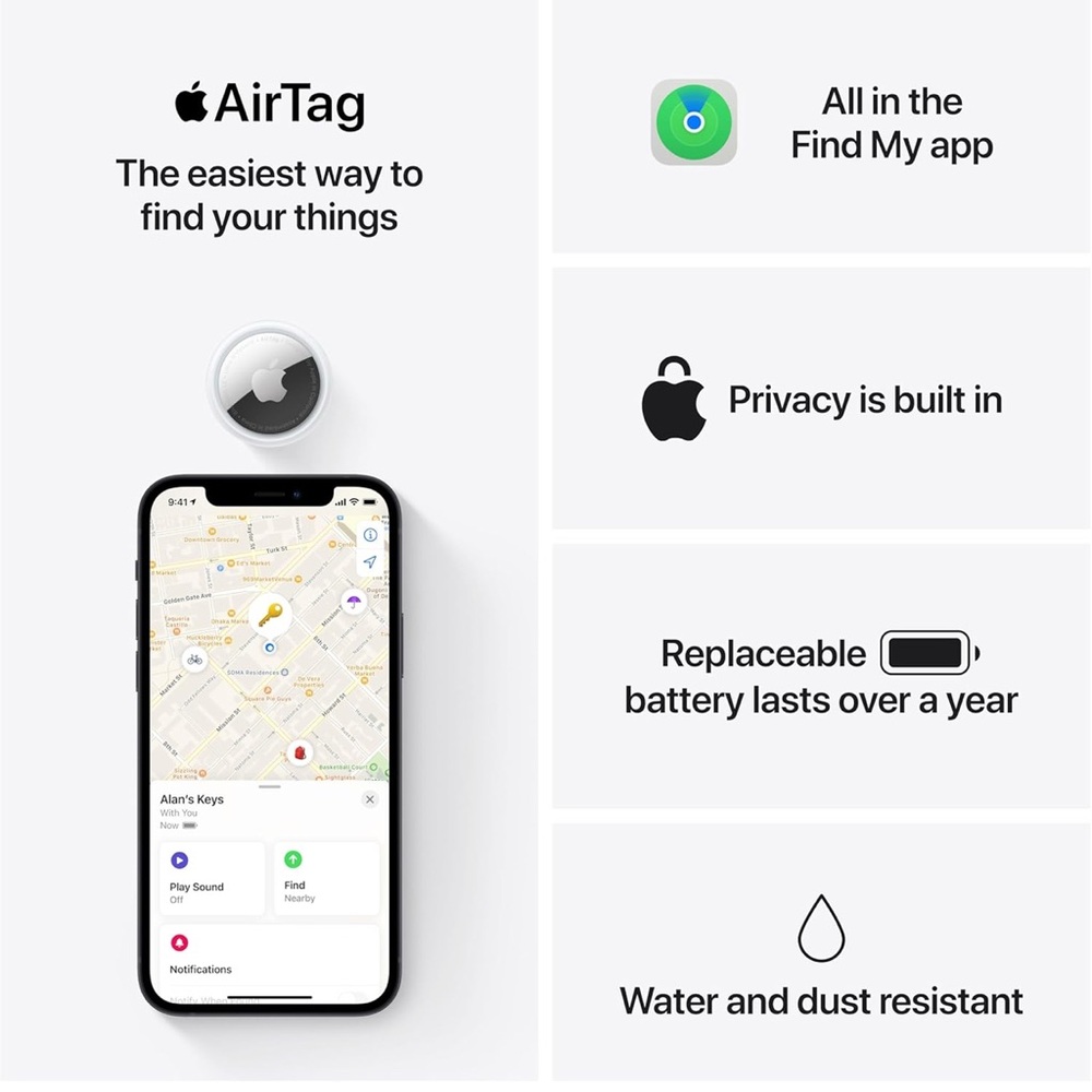 Apple AirTag in Sleek Silver and White - Picture 2 of 7
